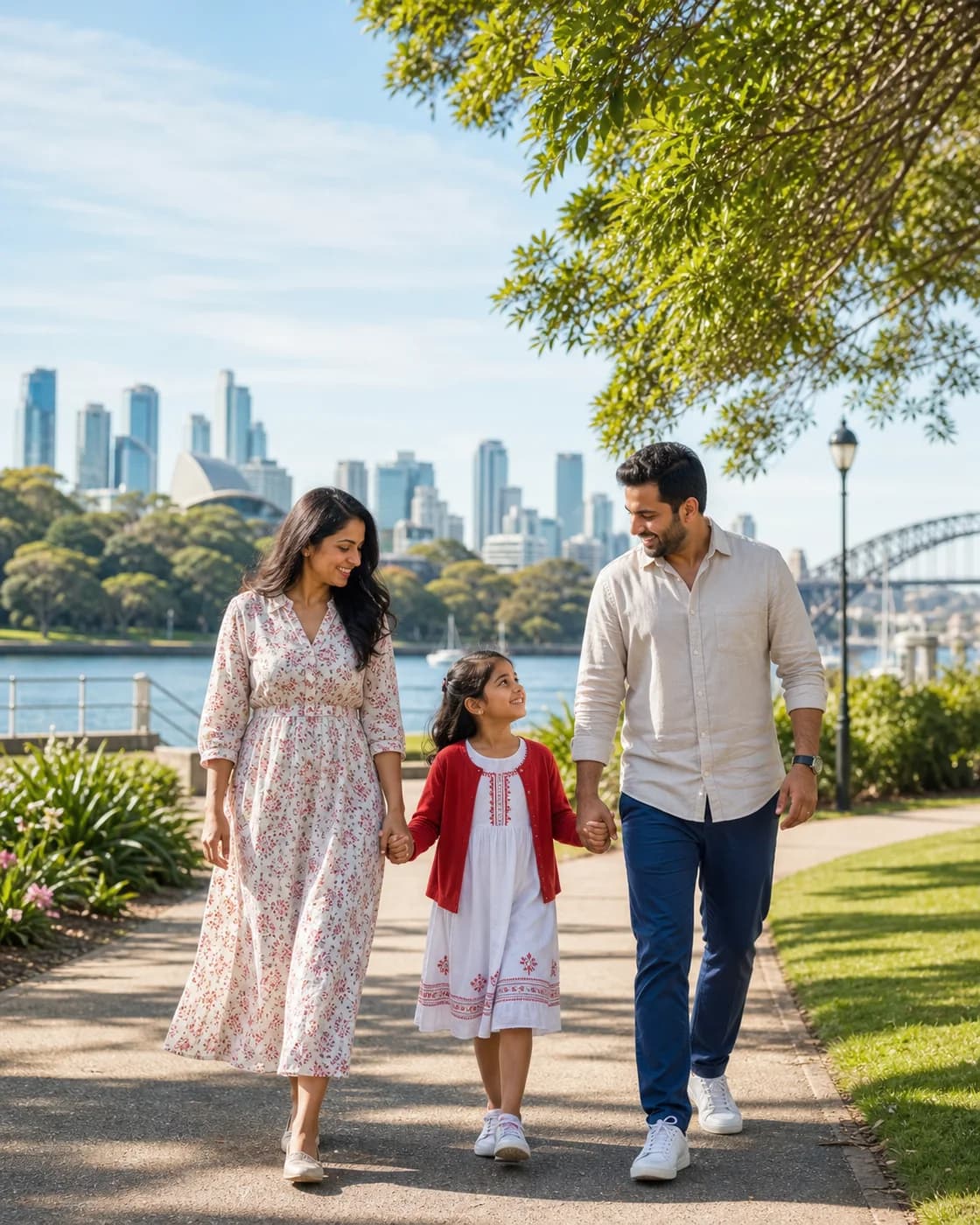 South Asian family enjoying quality of life in Sydney