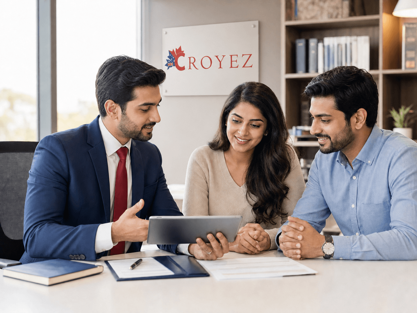 Croyez immigration consultant guiding a couple through their options